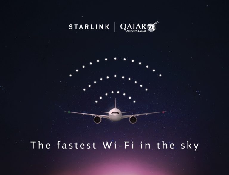 الخطوط الجوية القطرية تطلق أول رحلة جوية في العالم على متن طائرة بوينغ 777 مُزوّدة بخدمة Starlink للاتصال اللاسلكي بالإنترنت، لترتقي بمستقبل خدمات الإنترنت على متن الطائرة إلى آفاق جديدة