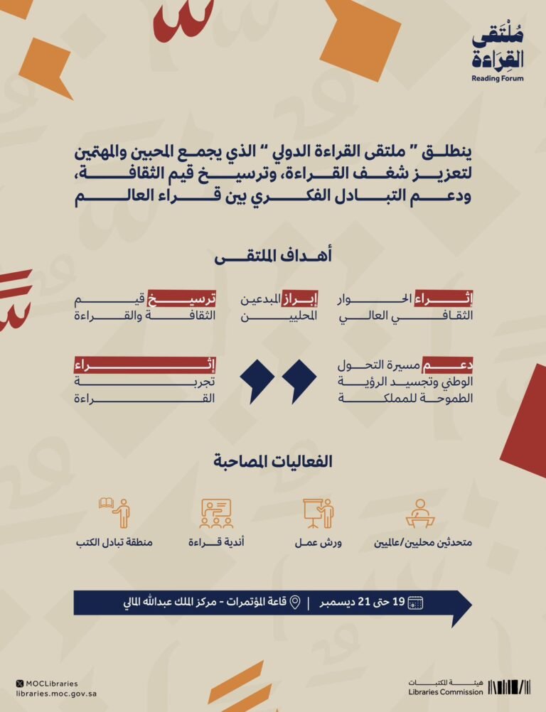 تُنظم هيئة المكتبات “ملتقى القراءة الدولي